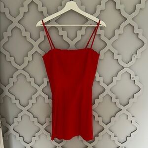 Reformation Red Fitted Spaghetti Strap Dress